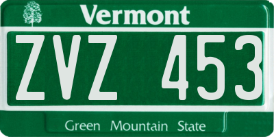 VT license plate ZVZ453