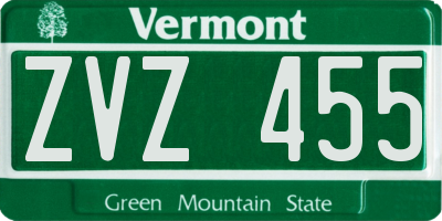 VT license plate ZVZ455