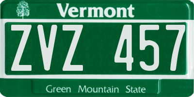 VT license plate ZVZ457