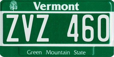 VT license plate ZVZ460