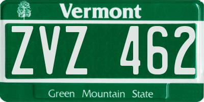 VT license plate ZVZ462