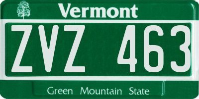 VT license plate ZVZ463