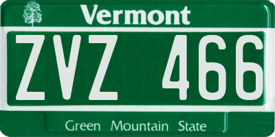 VT license plate ZVZ466