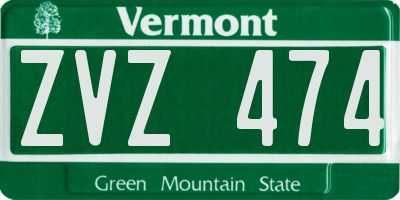 VT license plate ZVZ474