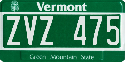 VT license plate ZVZ475