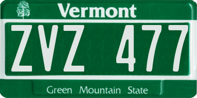VT license plate ZVZ477