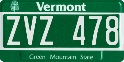 VT license plate ZVZ478
