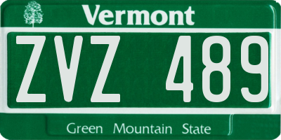 VT license plate ZVZ489
