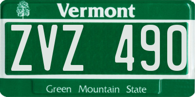 VT license plate ZVZ490