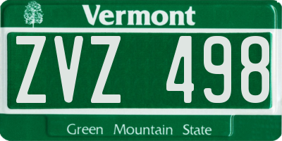 VT license plate ZVZ498