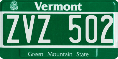 VT license plate ZVZ502