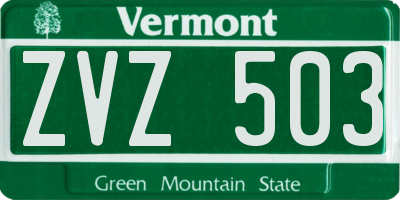 VT license plate ZVZ503