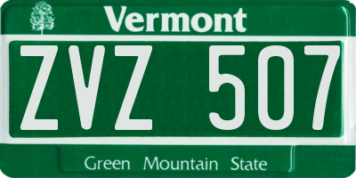 VT license plate ZVZ507