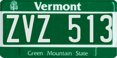 VT license plate ZVZ513
