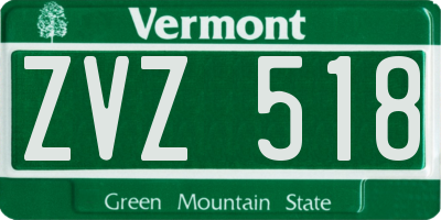 VT license plate ZVZ518