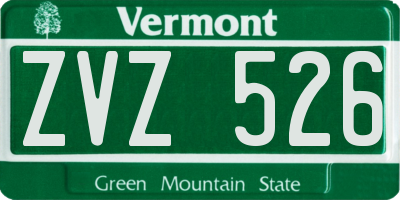 VT license plate ZVZ526