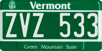 VT license plate ZVZ533