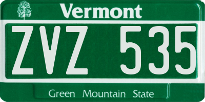 VT license plate ZVZ535