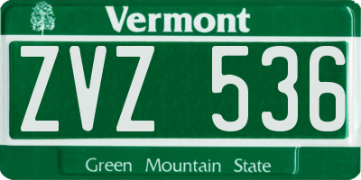 VT license plate ZVZ536