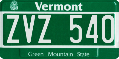 VT license plate ZVZ540