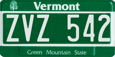 VT license plate ZVZ542