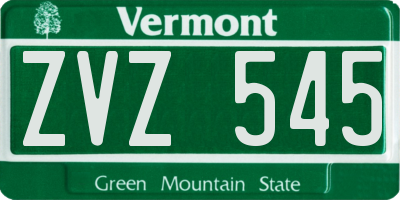 VT license plate ZVZ545