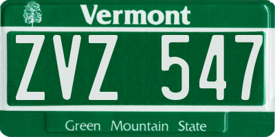 VT license plate ZVZ547