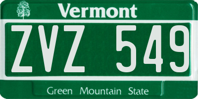 VT license plate ZVZ549