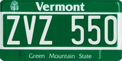 VT license plate ZVZ550