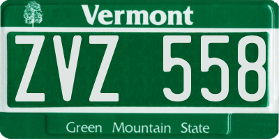 VT license plate ZVZ558