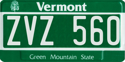 VT license plate ZVZ560
