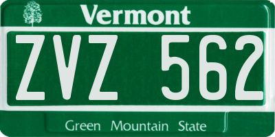 VT license plate ZVZ562