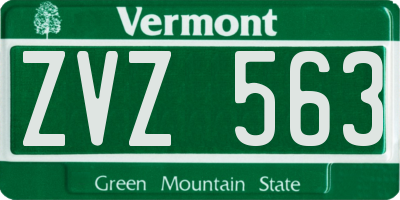 VT license plate ZVZ563