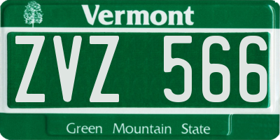 VT license plate ZVZ566