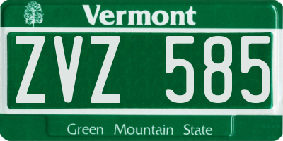 VT license plate ZVZ585