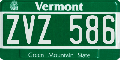 VT license plate ZVZ586