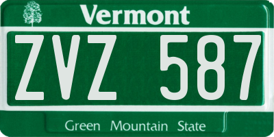 VT license plate ZVZ587