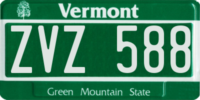 VT license plate ZVZ588