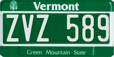 VT license plate ZVZ589