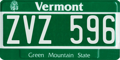 VT license plate ZVZ596