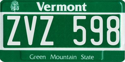 VT license plate ZVZ598