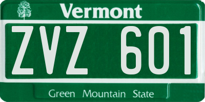 VT license plate ZVZ601
