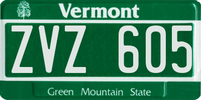 VT license plate ZVZ605