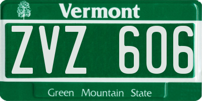 VT license plate ZVZ606