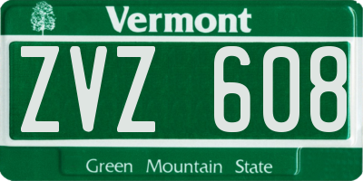 VT license plate ZVZ608