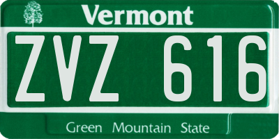 VT license plate ZVZ616