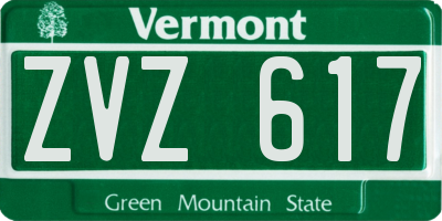 VT license plate ZVZ617