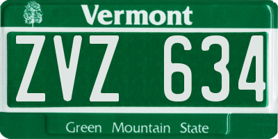 VT license plate ZVZ634