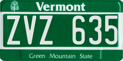 VT license plate ZVZ635