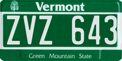 VT license plate ZVZ643